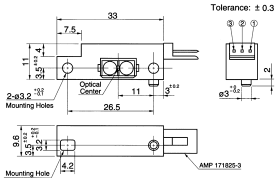 光电传感器（光学传感器）OH-1021尺寸规格