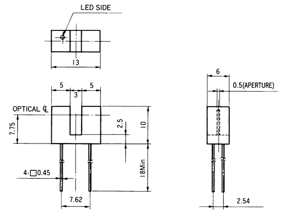 光电传感器（光学传感器）OJ-1002尺寸规格