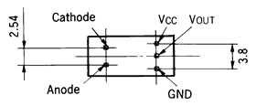 光电传感器（光学传感器）OJ-1101针脚图（仰视）