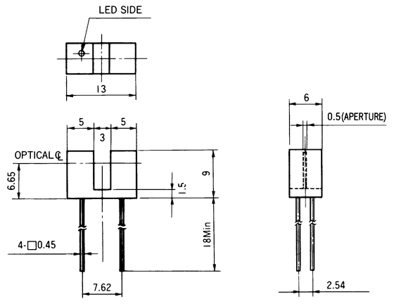 光电传感器（光学传感器）OJ-1102尺寸规格