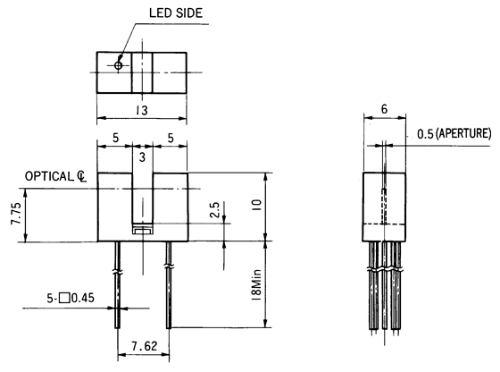 光电传感器（光学传感器）OJ-1101尺寸规格
