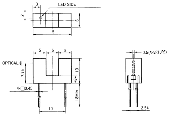 光电传感器（光学传感器）OJ-1202尺寸规格