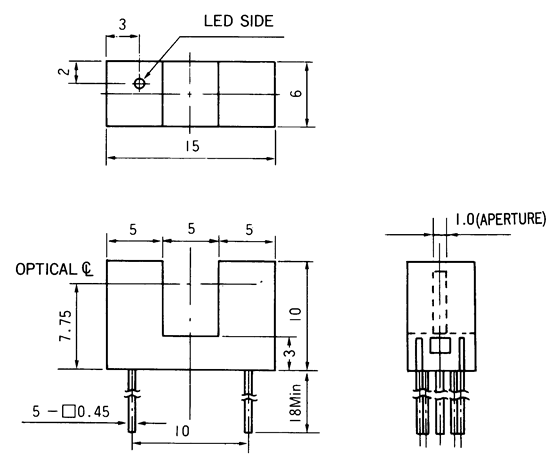 光电传感器（光学传感器）OJ-1201尺寸规格