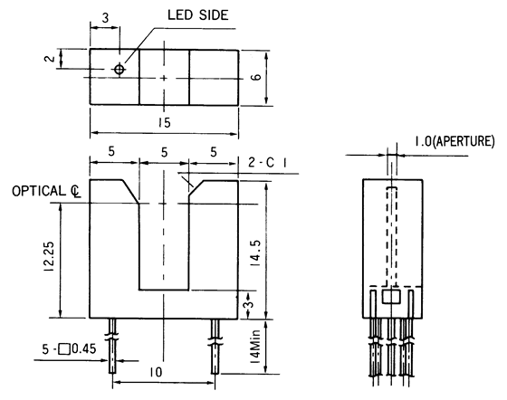 光电传感器（光学传感器）OJ-1301尺寸规格