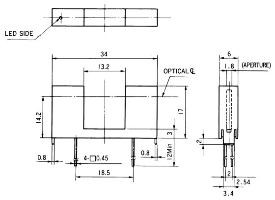 光电传感器（光学传感器）OJ-2306尺寸规格