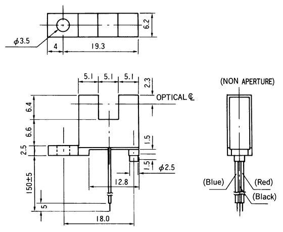 光电传感器（光学传感器）OJ-3202尺寸规格