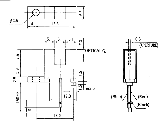 光电传感器（光学传感器）OJ-3102尺寸规格