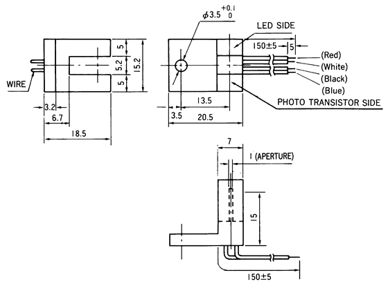 光电传感器（光学传感器）OJ-3302尺寸规格