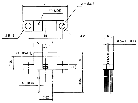 光电传感器（光学传感器）OJ-1401尺寸规格