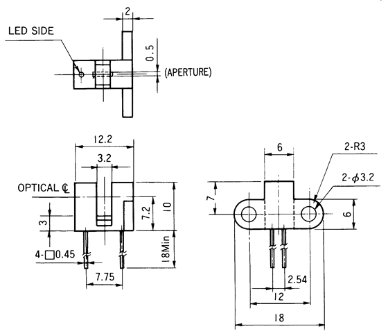 光电传感器（光学传感器）OJ-1502尺寸规格