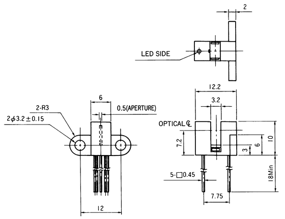 光电传感器（光学传感器）OJ-1501尺寸规格