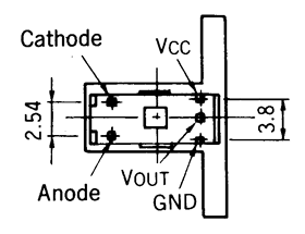 光电传感器（光学传感器）OJ-1501针脚图（仰视）