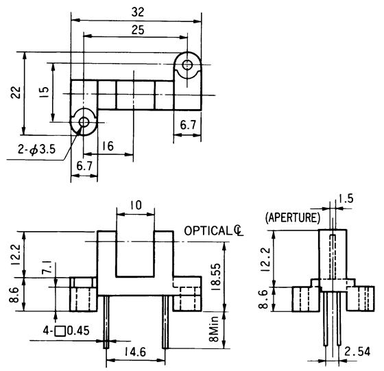 光电传感器（光学传感器）OJ-2206尺寸规格