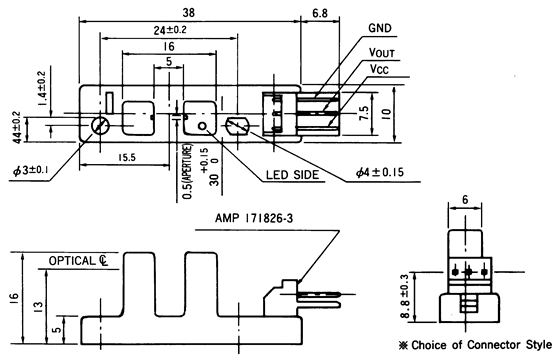 光电传感器（光学传感器）OJ-3502尺寸规格