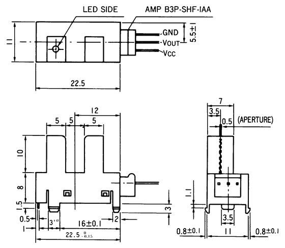 光电传感器（光学传感器）OJ-5203尺寸规格