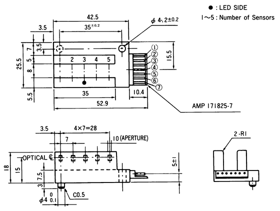光电传感器（光学传感器）OJ-4005尺寸规格