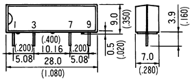 SIP/SG系列干簧继电器（磁簧继电器/舌簧继电器）SE1B _ _ AXJ尺寸