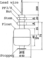 液位开关（液位传感器/水位开关）RFS6-1尺寸规格