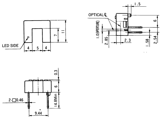 光电传感器（光学传感器）OJ-2109尺寸规格